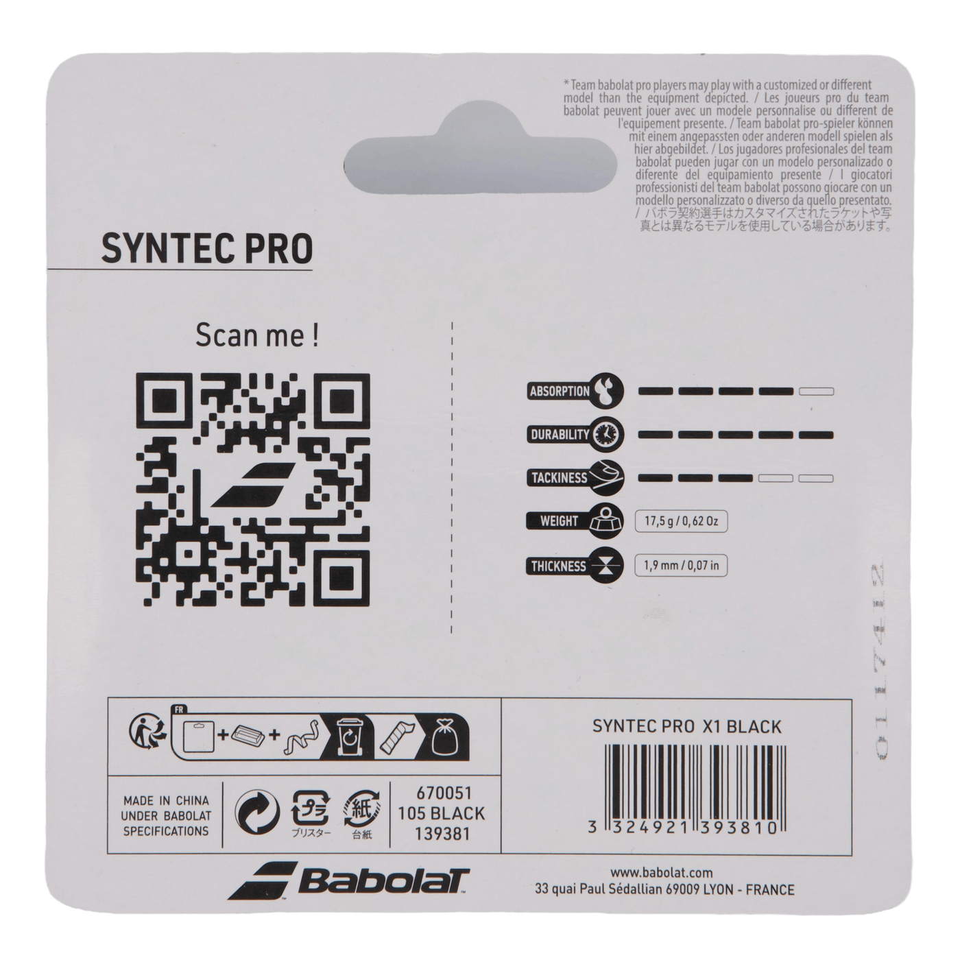 Babolat Syntec Pro 1-pack Black – Racketnow.com